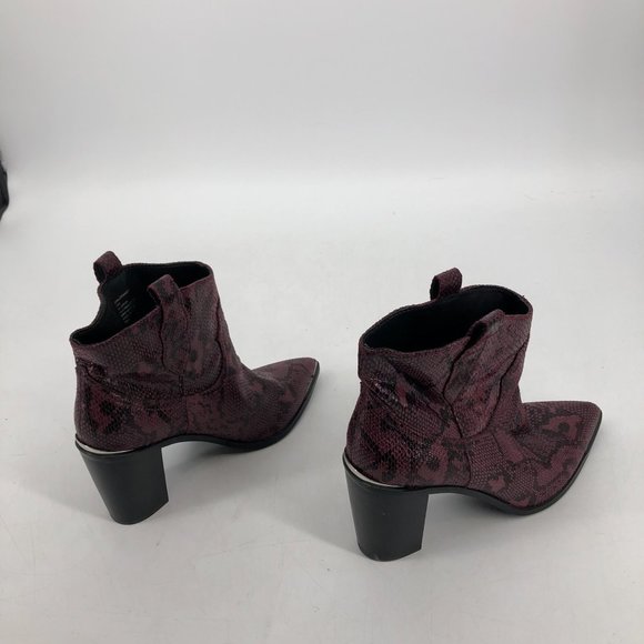 Steve Madden NWOT Zora Maroon snakeskin heeled western ankle boots size 10 - Picture 9 of 14